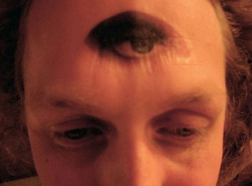 Optical Illusion Weird Eye Tattoo On Forehead